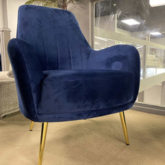 Linea Navy Blue Velvet Accent Chair - Ornate Home