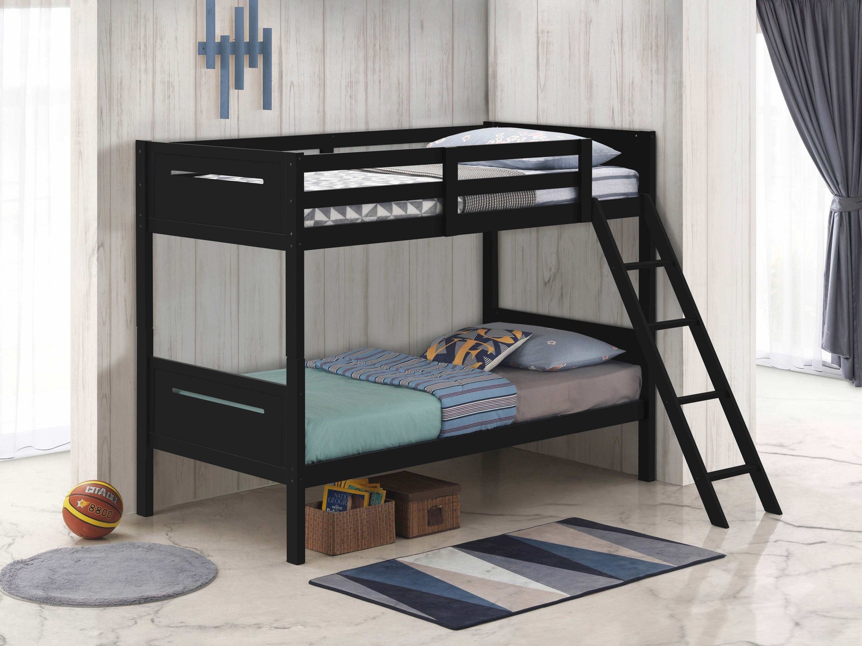 Littleton Black Twin / Twin Bunk Bed - Ornate Home