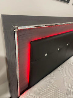 Lodanna Gray King Panel Bed w/ FB Storage & LED - Ornate Home