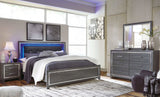 Lodanna Gray Queen Panel Bed w/ LED Bedroom Set / 4pc - Ornate Home