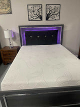 Lodanna Gray Queen Panel Bed w/ LED Bedroom Set / 4pc - Ornate Home