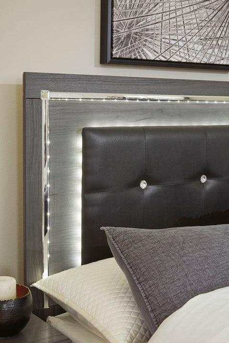 Lodanna Gray Queen Panel Bed w/ LED - Ornate Home