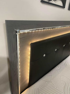 Lodanna Gray Queen Panel Bed w/ LED - Ornate Home