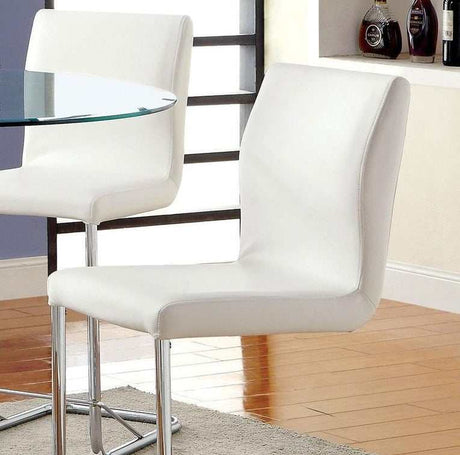 Lodia White & Chrome Counter Ht. Chair (Set of 2) - Ornate Home