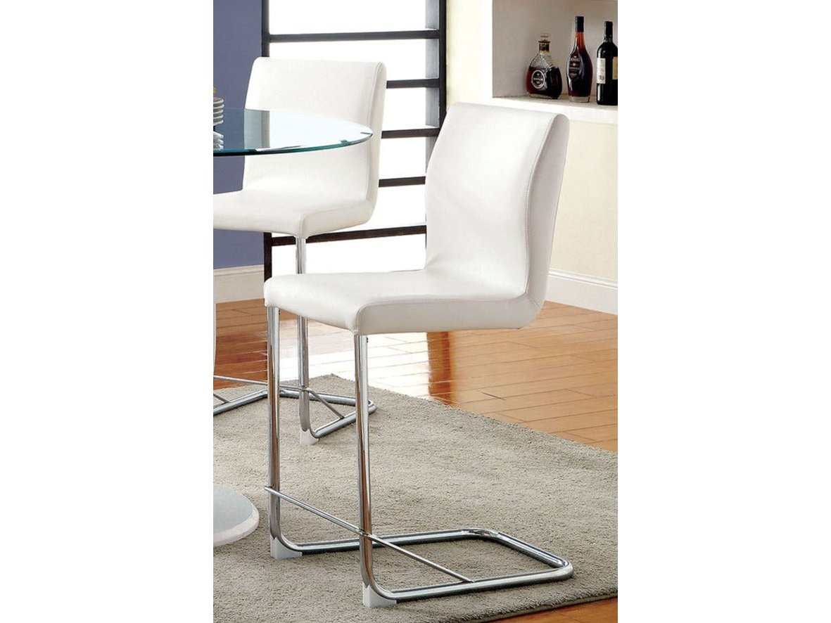 Lodia White & Chrome Counter Ht. Chair (Set of 2) - Ornate Home
