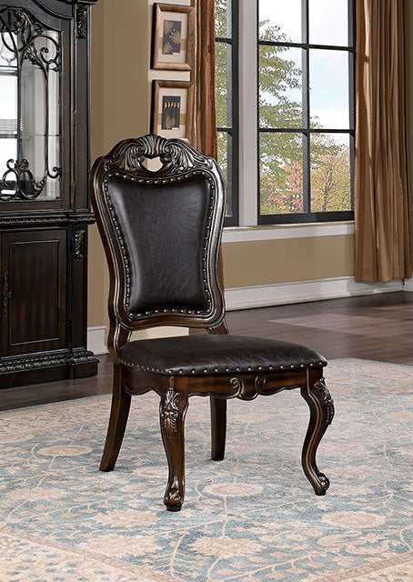 Lombardy Walnut/Dark Brown Side Chair - Ornate Home