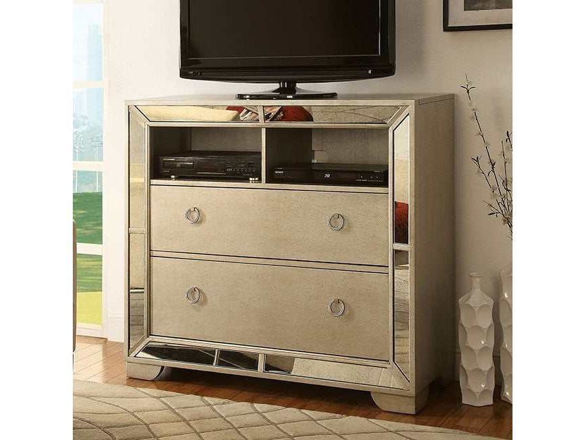 Loraine Champagne Media Chest - Ornate Home