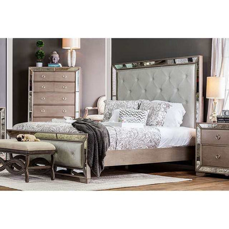 Loraine Champagne Queen Bed - Ornate Home