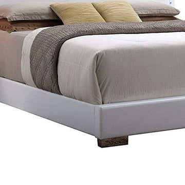 Lorimar White Faux Leather Eastern King Panel Bed w/ HB LED Light - Ornate Home