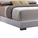 Lorimar White Faux Leather Queen Panel Bed w/ HB LED Light - Ornate Home