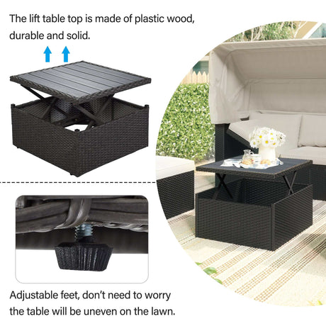 Los Padres Patio Rectangle Daybed Beige - Ornate Home