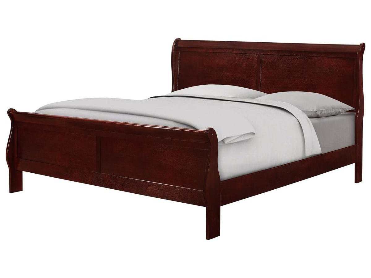 Louis Philip Cherry Queen Sleigh Bed w/ Pluma Mattress & Mia-Lynn Box Spring - Ornate Home