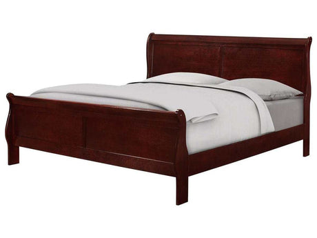Louis Philip Cherry Queen Sleigh Bed w/ Pluma Mattress & Mia-Lynn Box Spring - Ornate Home