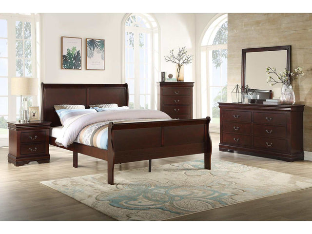 Louis Philip Cherry Sleigh Bedroom Sets - Ornate Home