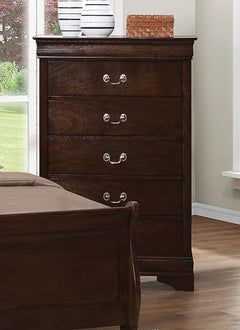 Louis Philippe Cappuccino 5pc Queen Panel Bedroom Set - Ornate Home