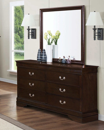 Louis Philippe Cappuccino Twin Panel Bedroom Set / 5pc - Ornate Home