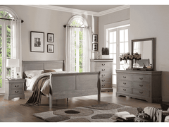Louis Philippe III Antique Gray Queen Bed - Ornate Home