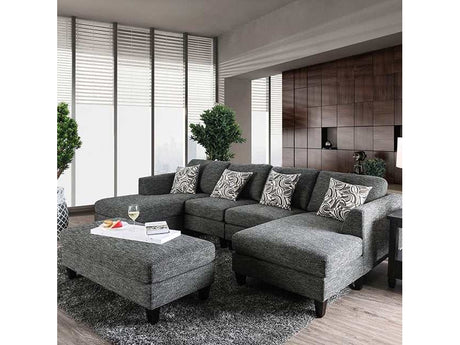 Lowry Gray Sectional & Ottoman - Ornate Home