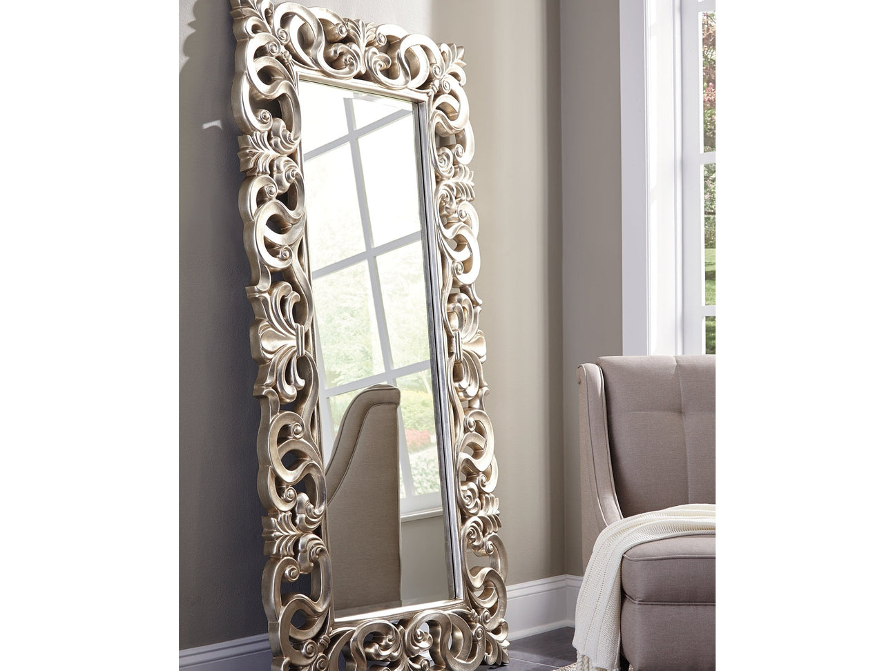 Lucia Antique Silver Accent Mirror - Ornate Home