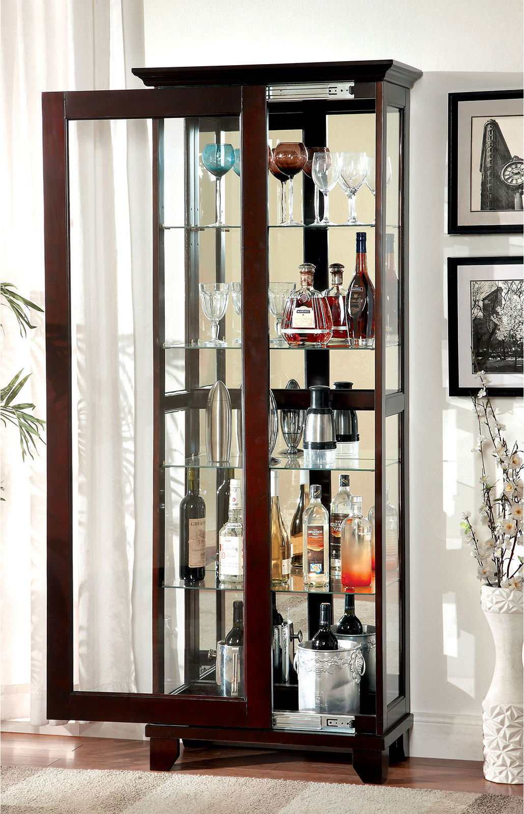 Ludden Dark Walnut Curio - Ornate Home