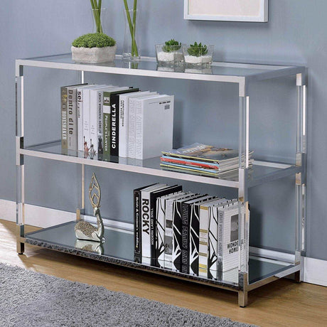 Ludvig Chrome & Clear Sofa Table - Ornate Home