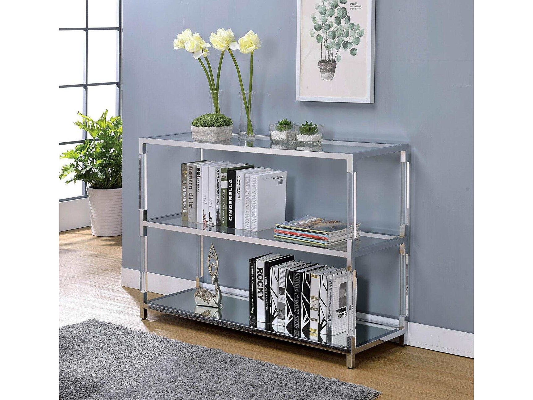 Ludvig Chrome & Clear Sofa Table - Ornate Home