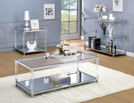 Ludvig Chrome & Clear Sofa Table - Ornate Home