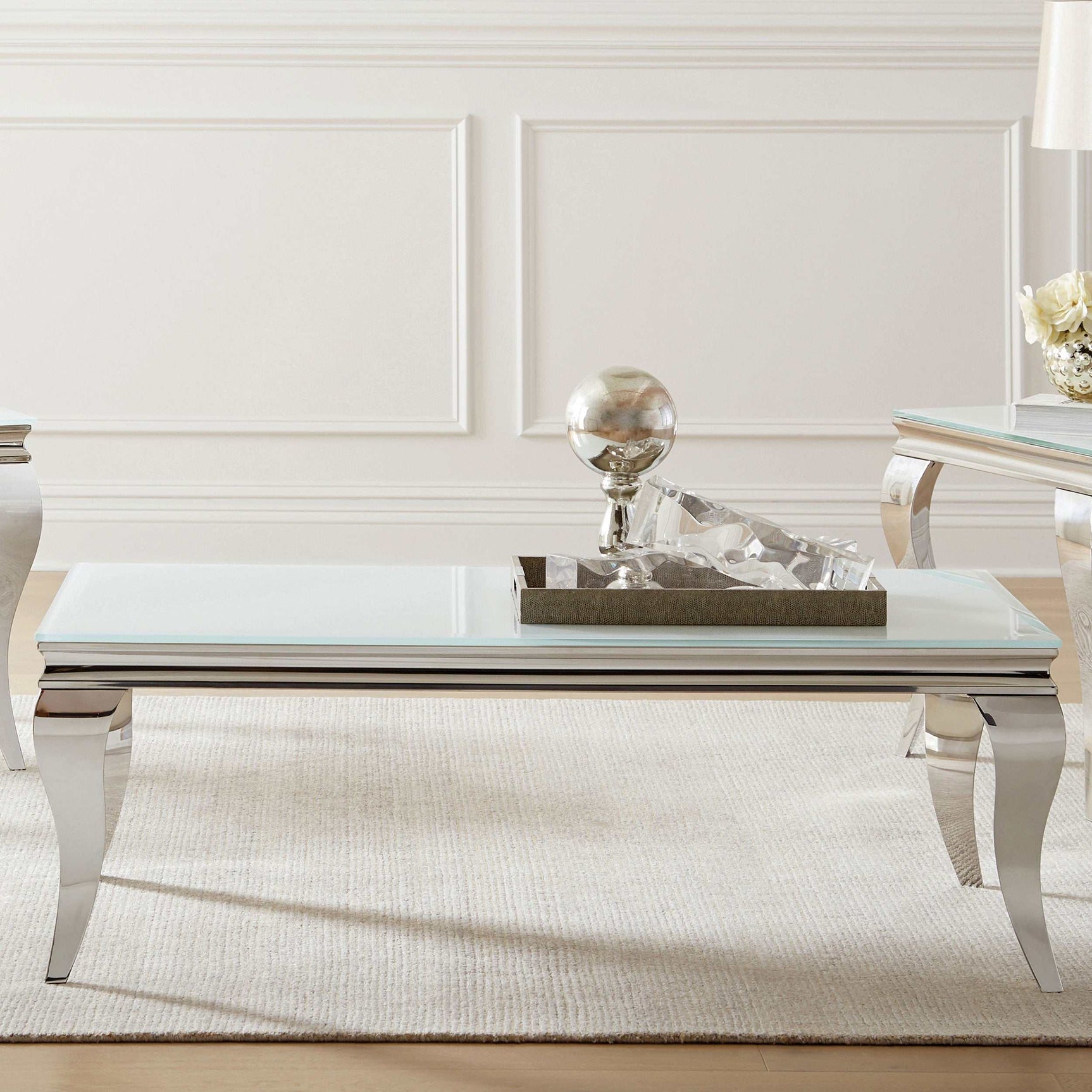 Luna Whie / Chrome Coffee Table - Ornate Home