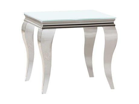 Luna White / Chrome End Table - Ornate Home