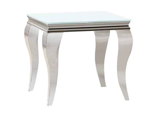 Luna White / Chrome End Table - Ornate Home