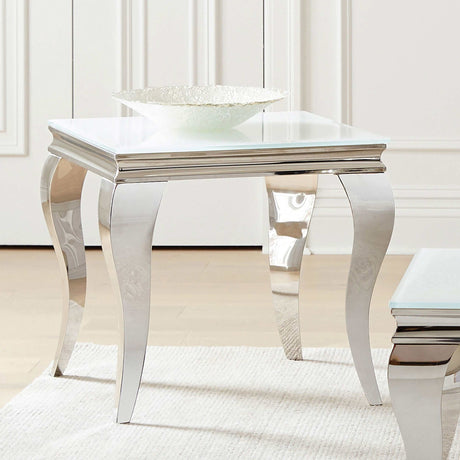 Luna White / Chrome End Table - Ornate Home