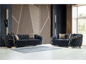 Lupino Black Velvet Sofa & Loveseat - Ornate Home