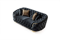 Lupino Black Velvet Sofa & Loveseat - Ornate Home