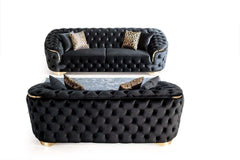 Lupino Black Velvet Sofa & Loveseat - Ornate Home