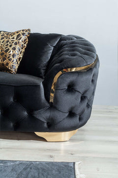 Lupino Black Velvet Sofa & Loveseat - Ornate Home