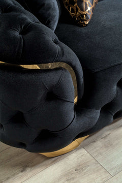 Lupino Black Velvet Sofa & Loveseat - Ornate Home