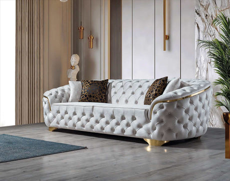 Lupino Ivory Velvet Living Room Set - Ornate Home