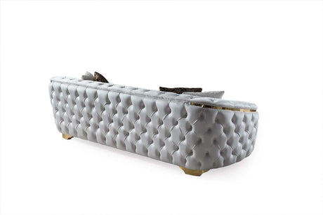 Lupino Ivory Velvet Living Room Set - Ornate Home