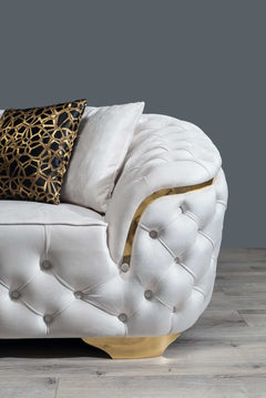 Lupino Ivory Velvet Living Room Set - Ornate Home