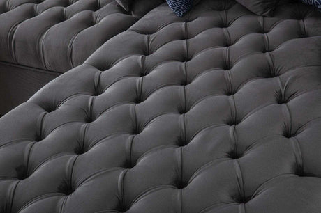 Luxen Velvet Gray RAF Chaise Sectional - Ornate Home