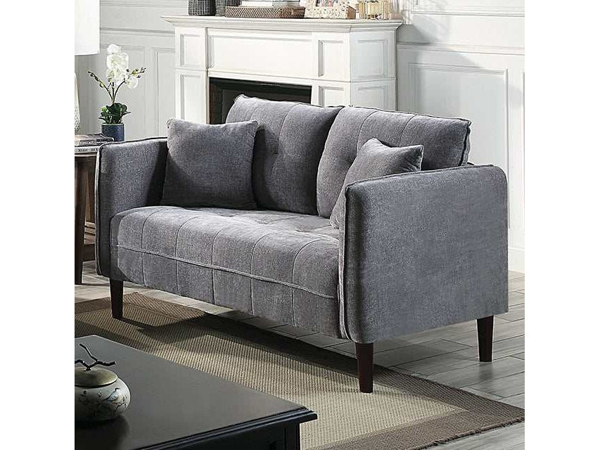 Lynda Dark Gray Loveseat w/ Pillows - Ornate Home