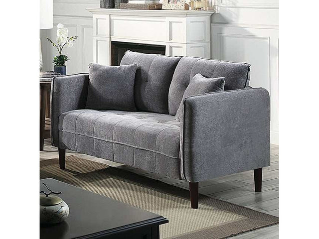 Lynda Dark Gray Loveseat w/ Pillows - Ornate Home