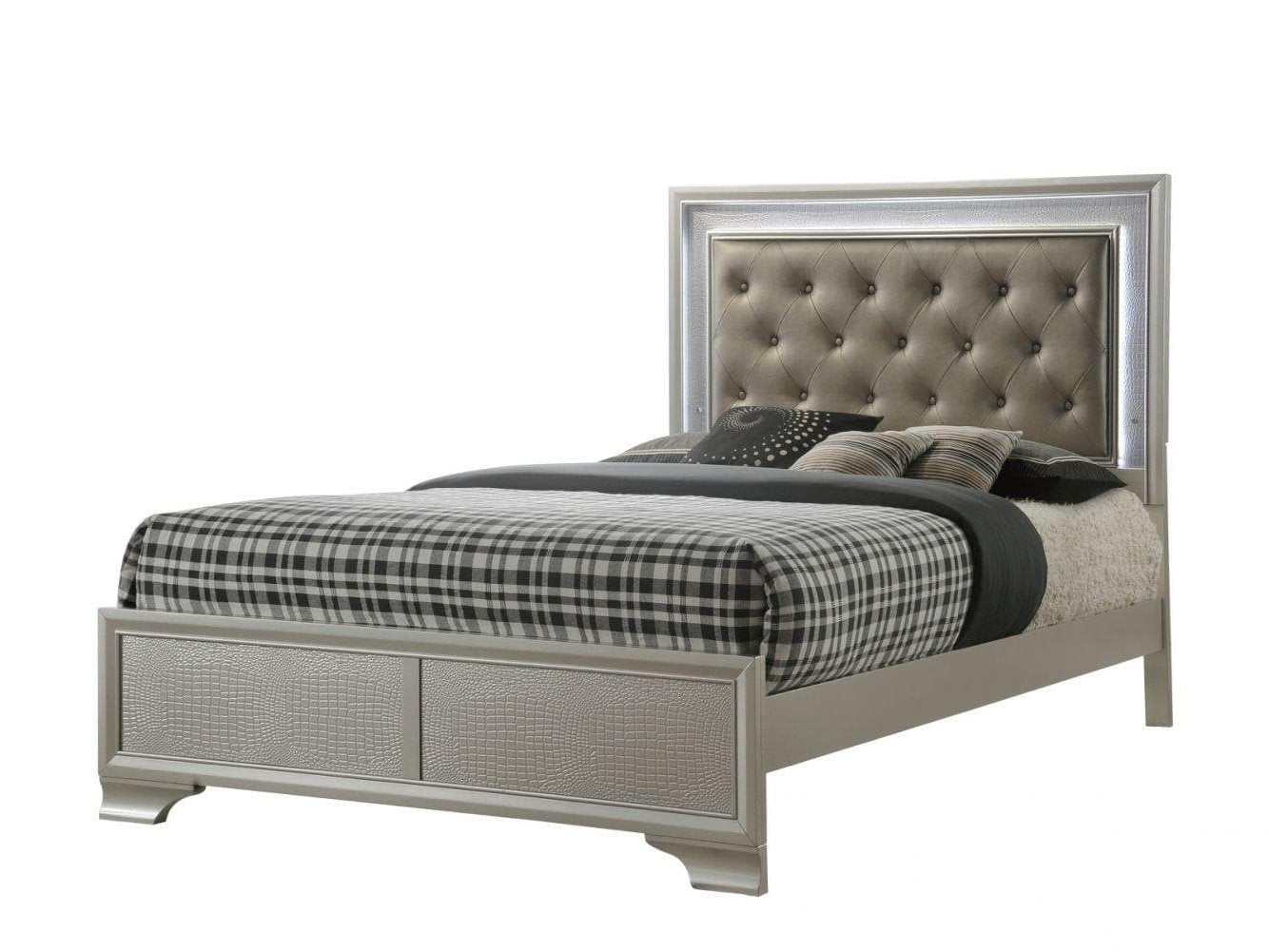 Lyssa Champagne Queen Panel Bed - Ornate Home