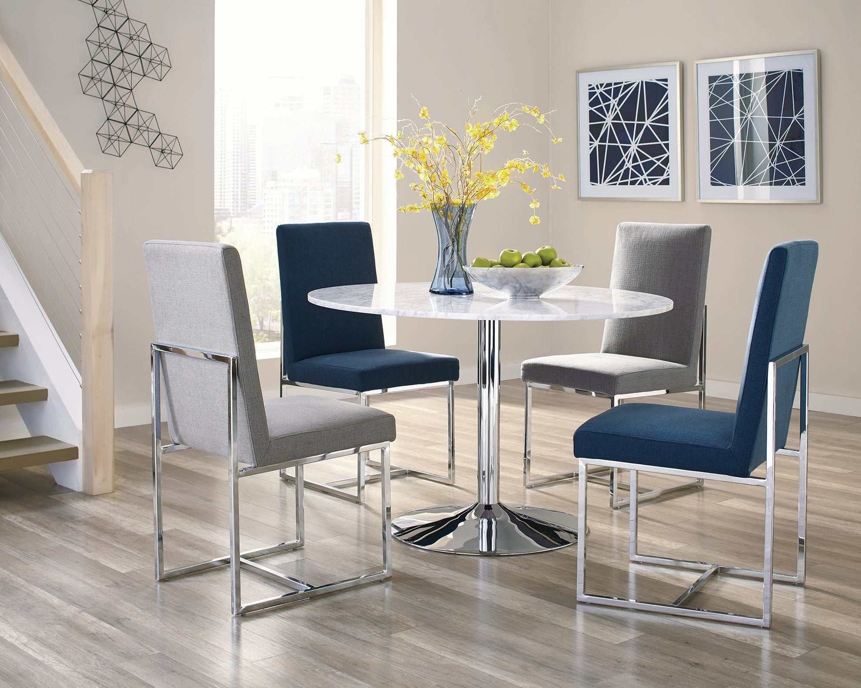 Mackinnon Grey & Chrome Side Chairs (Set Of 2) - Ornate Home