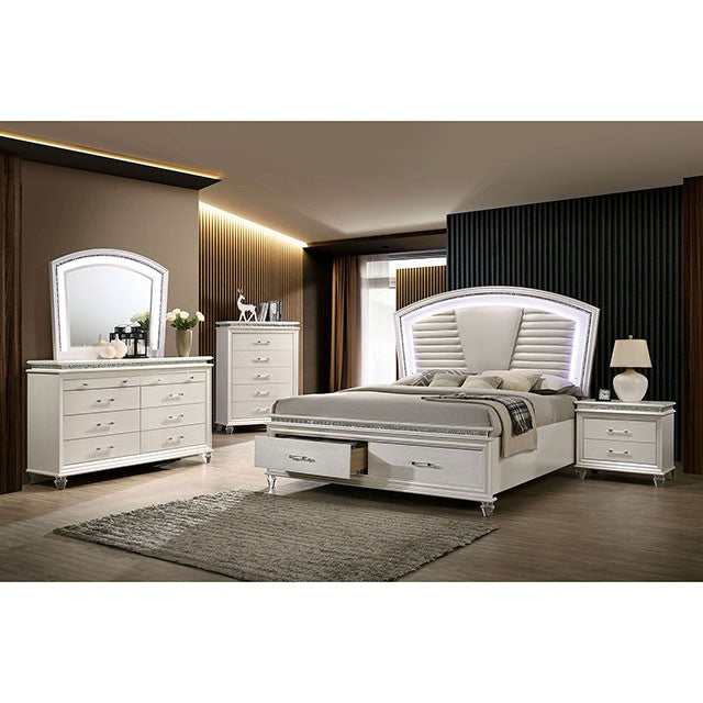 Maddie Pearl White/White Queen Bed - Ornate Home