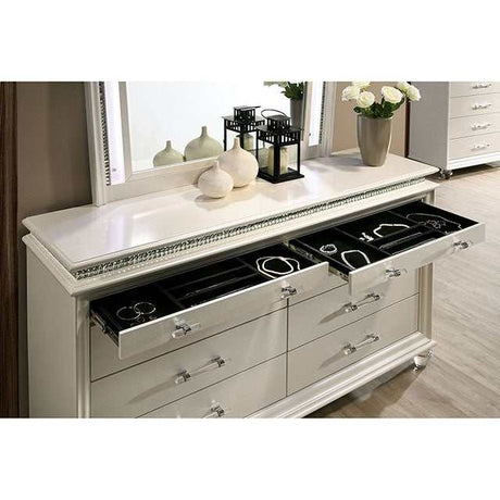 Maddie Pearl White/White Queen Bed - Ornate Home