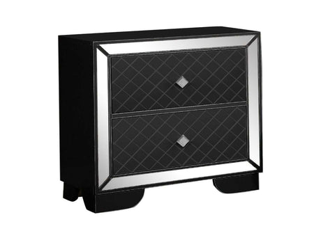 Madison Black Upholstered Nightstand - Ornate Home