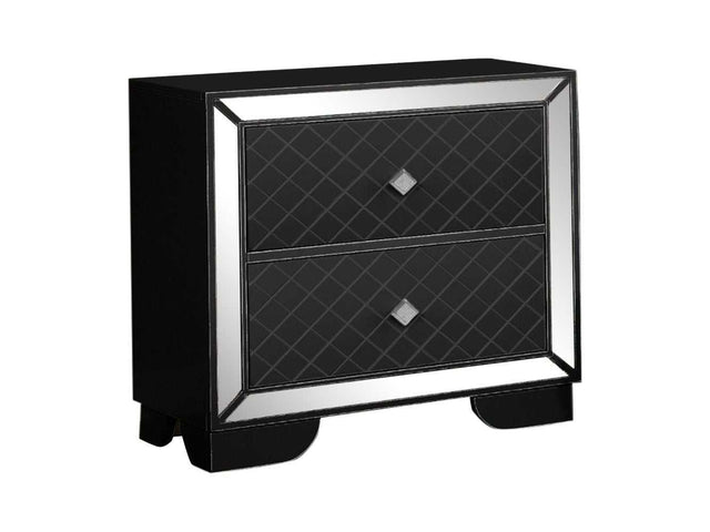 Madison Black Upholstered Nightstand - Ornate Home