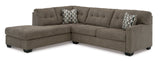 Mahoney Chocolate 2pc Sectional Full Sleeper Sofa w/ LAF Chaise - Ornate Home