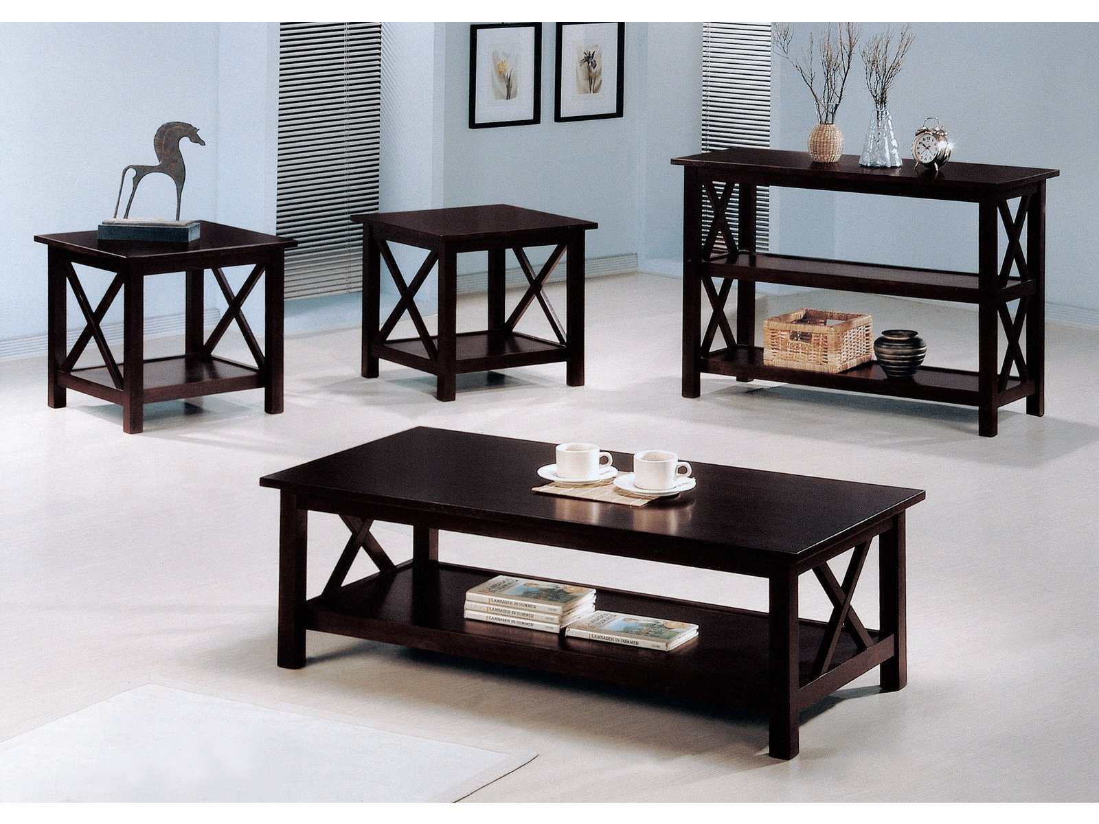 Maisy Deep Merlot 3pc Coffee Table Set - Ornate Home